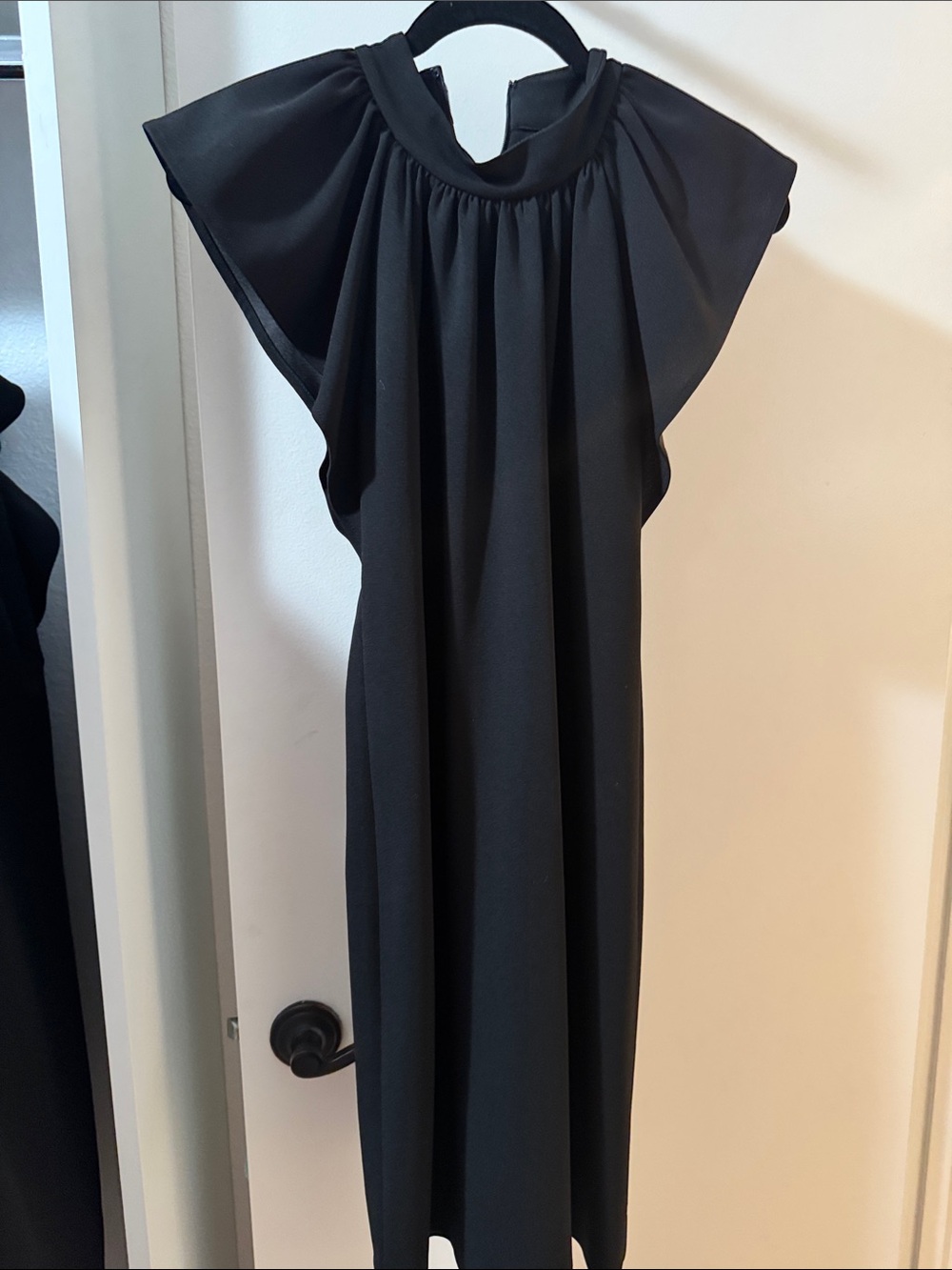 Calvin Klein Black Midi Dress with Flutter Sleeves